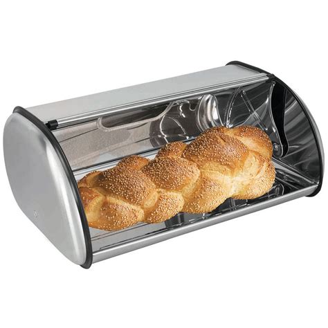 home basics stainless steel bread box silver|Home Basics Roll.